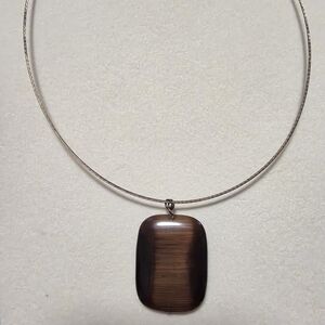 Boho minimalist woodland statement brown stone necklace